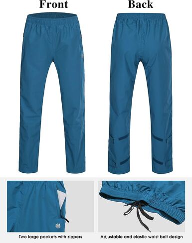 FitsT4 Womens Waterproof Rain Pants Breathable Lightweight Mesh Lined with Zipper Pockets for Outdoor Hiking Cycling in Saudi Arabia