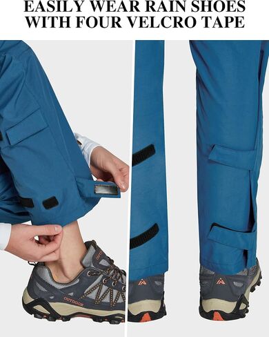 FitsT4 Womens Waterproof Rain Pants Breathable Lightweight Mesh Lined with Zipper Pockets for Outdoor Hiking Cycling in Saudi Arabia