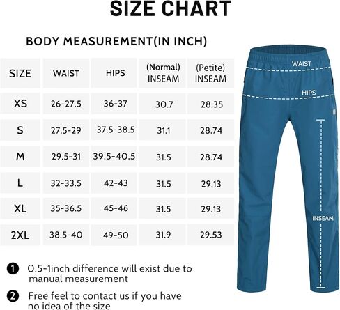 FitsT4 Womens Waterproof Rain Pants Breathable Lightweight Mesh Lined with Zipper Pockets for Outdoor Hiking Cycling in Saudi Arabia