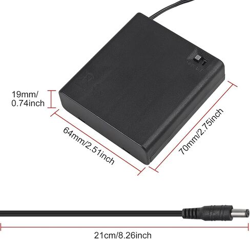 4PCS 4 AA Battery Holder with Switch 6V Battery Case Box Holder with Cover 4X 1.5V AA Battery Storage Box with DC 5.5x2.1mm Male Connector in Saudi Arabia
