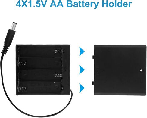 4PCS 4 AA Battery Holder with Switch 6V Battery Case Box Holder with Cover 4X 1.5V AA Battery Storage Box with DC 5.5x2.1mm Male Connector in Saudi Arabia