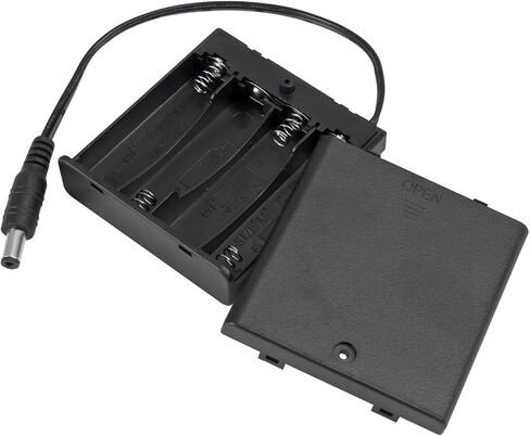 4PCS 4 AA Battery Holder with Switch 6V Battery Case Box Holder with Cover 4X 1.5V AA Battery Storage Box with DC 5.5x2.1mm Male Connector in Saudi Arabia