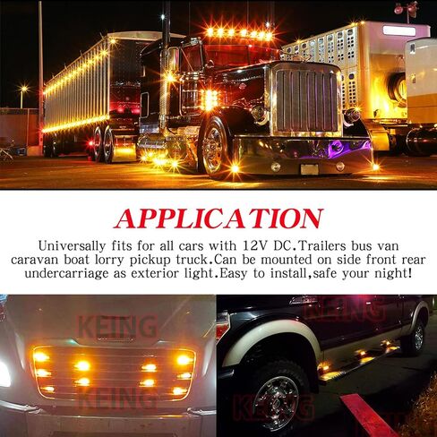 10 عبوات من مصابيح العنبر DC 12V 24V محكمة الغلق مقاومة للماء 4 مصابيح LED للعلامات الجانبية الأمامية والخلفية ومؤشرات إشارة الانعطاف مع إطار من الكروم عالمي للسيارات والحافلات والشاحنات والمقطورات والمزيد in Kuwait