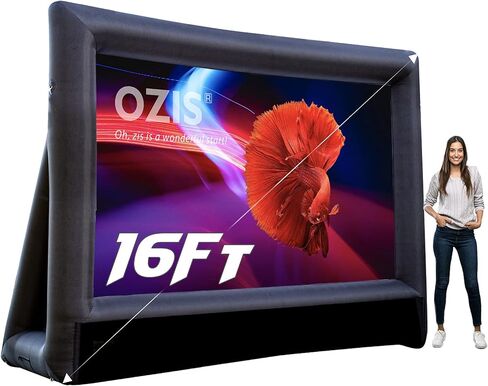 OZIS 25Ft Inflatable Outdoor and Indoor Movie Projector Screen - Blow up Mega Cinema Theater Projector Screen with 450W Blower - Supports Front and Rear Projection - for Backyard Party Barbecue Travel in Saudi Arabia