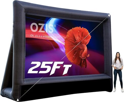 OZIS 25Ft Inflatable Outdoor and Indoor Movie Projector Screen - Blow up Mega Cinema Theater Projector Screen with 450W Blower - Supports Front and Rear Projection - for Backyard Party Barbecue Travel in Saudi Arabia