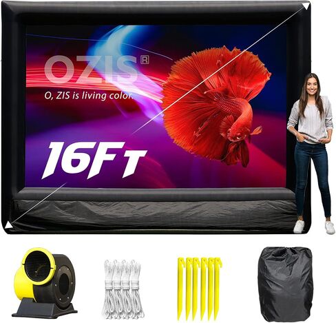 OZIS 25Ft Inflatable Outdoor and Indoor Movie Projector Screen - Blow up Mega Cinema Theater Projector Screen with 450W Blower - Supports Front and Rear Projection - for Backyard Party Barbecue Travel in Saudi Arabia