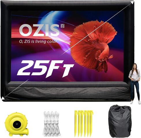 OZIS 25Ft Inflatable Outdoor and Indoor Movie Projector Screen - Blow up Mega Cinema Theater Projector Screen with 450W Blower - Supports Front and Rear Projection - for Backyard Party Barbecue Travel in Saudi Arabia