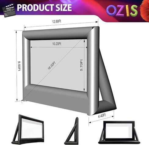 OZIS 25Ft Inflatable Outdoor and Indoor Movie Projector Screen - Blow up Mega Cinema Theater Projector Screen with 450W Blower - Supports Front and Rear Projection - for Backyard Party Barbecue Travel in Saudi Arabia