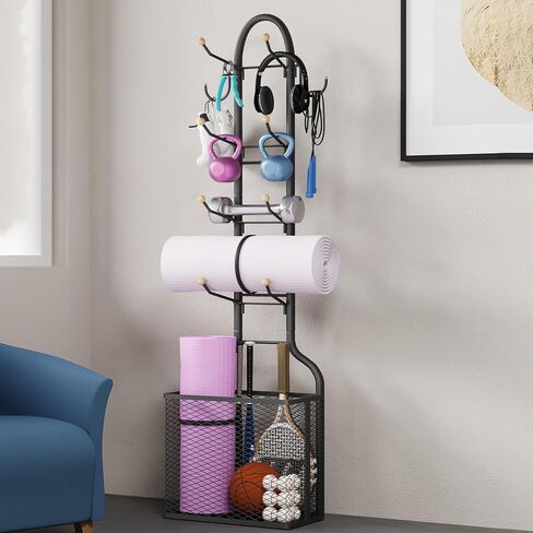 Sports Equipment Storage Rack, Carbon Steel Yoga mat Storage Rack, Gym Basketball Floor Standing Iron Art Rack in Saudi Arabia