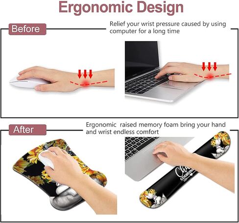 Mouse Pad with Wrist Support, Ergonomic Gel Mouse Pad Beautiful Flowers,Non-Slip Durable, Memory Foam Keyboard Wrist Rest, Suitable for Office Typing Games, Pink Hyacinths on Wood Panel in Saudi Arabia