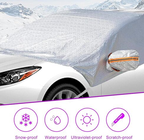 1 PC Car Windproof Guard, Windshield Sunshade Cover, 93.7" x 66.53" Snow Cover, Thick Automotive Protection Cover, Frost Cover, Universal for Most Cars, Trucks, SUVs (Silver) in Saudi Arabia
