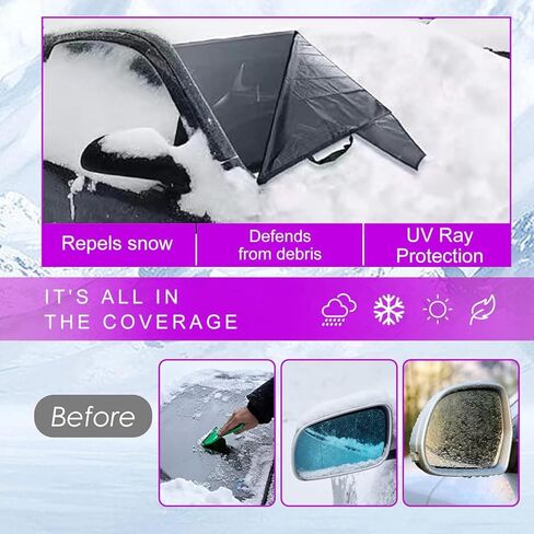 1 PC Car Windproof Guard, Windshield Sunshade Cover, 93.7" x 66.53" Snow Cover, Thick Automotive Protection Cover, Frost Cover, Universal for Most Cars, Trucks, SUVs (Silver) in Saudi Arabia