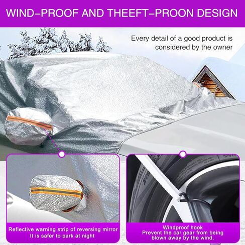 1 PC Car Windproof Guard, Windshield Sunshade Cover, 93.7" x 66.53" Snow Cover, Thick Automotive Protection Cover, Frost Cover, Universal for Most Cars, Trucks, SUVs (Silver) in Saudi Arabia