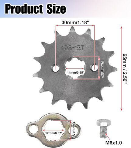 uxcell 1 Set 428 15T 17mm Motorcycle Front Engine Sprocket for 50cc 70cc 90cc 110cc 125cc Dirt Pit Bike Mini Bike ATV in Saudi Arabia