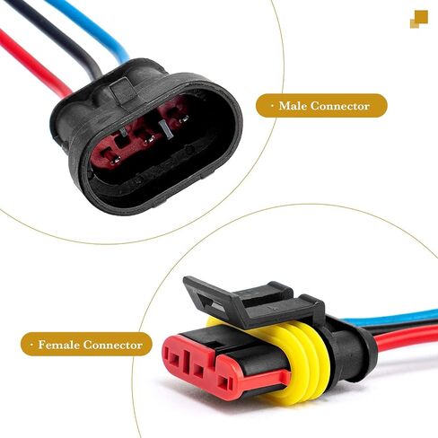16AWG 3 دبوس التوصيل موصل مقاوم للماء، الذكور والإناث طريقة السيارات موصلات الأسلاك الكهربائية تسخير مناسبة للسيارة، شاحنة، قارب، دراجة نارية، دراجة ثلاثية العجلات، قافلة، البحرية، الموصلية العالية- 3 حزمة in Kuwait
