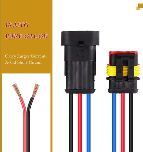 16AWG 3 دبوس التوصيل موصل مقاوم للماء، الذكور والإناث طريقة السيارات موصلات الأسلاك الكهربائية تسخير مناسبة للسيارة، شاحنة، قارب، دراجة نارية، دراجة ثلاثية العجلات، قافلة، البحرية، الموصلية العالية- 3 حزمة in Kuwait