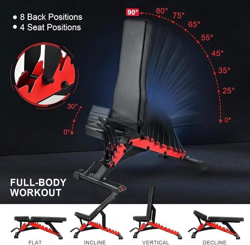 مقعد رفع الأثقال، مقاعد تدريب القوة شديدة التحمل وقابلة للتعديل لتمرين الجسم بالكامل، مقعد صالة الألعاب الرياضية متعدد الأغراض وقابل للطي ومنحدر in Kuwait