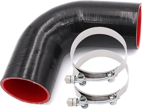 خرطوم سيليكون عالمي 3 بوصة (76 مم) 4 طبقات 90 درجة للكوع المخفض لأنابيب التوربو/المبرد الداخلي/أنابيب السحب، الطول 102 مم، السمك 5 مم مع مشبكين على شكل حرف T in Kuwait