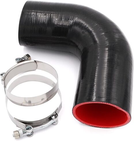 خرطوم سيليكون عالمي 3 بوصة (76 مم) 4 طبقات 90 درجة للكوع المخفض لأنابيب التوربو/المبرد الداخلي/أنابيب السحب، الطول 102 مم، السمك 5 مم مع مشبكين على شكل حرف T in Kuwait