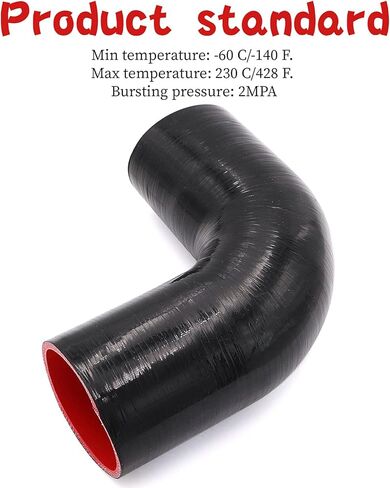 خرطوم سيليكون عالمي 3 بوصة (76 مم) 4 طبقات 90 درجة للكوع المخفض لأنابيب التوربو/المبرد الداخلي/أنابيب السحب، الطول 102 مم، السمك 5 مم مع مشبكين على شكل حرف T in Kuwait