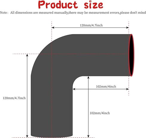 خرطوم سيليكون عالمي 3 بوصة (76 مم) 4 طبقات 90 درجة للكوع المخفض لأنابيب التوربو/المبرد الداخلي/أنابيب السحب، الطول 102 مم، السمك 5 مم مع مشبكين على شكل حرف T in Kuwait