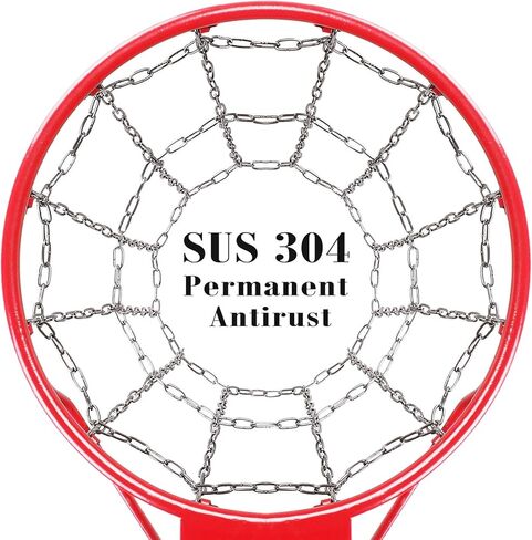 شبكة كرة سلة مكونة من عبوتين، سلسلة مضفرة من الفولاذ المقاوم للصدأ 304، مقاومة دائمة للصدأ (12 حلقة)، تركيب سريع. in Kuwait