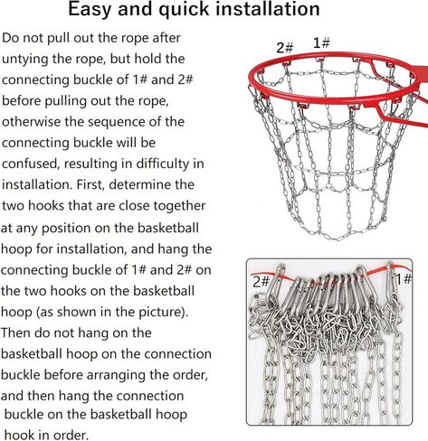 شبكة كرة سلة مكونة من عبوتين، سلسلة مضفرة من الفولاذ المقاوم للصدأ 304، مقاومة دائمة للصدأ (12 حلقة)، تركيب سريع. in Kuwait
