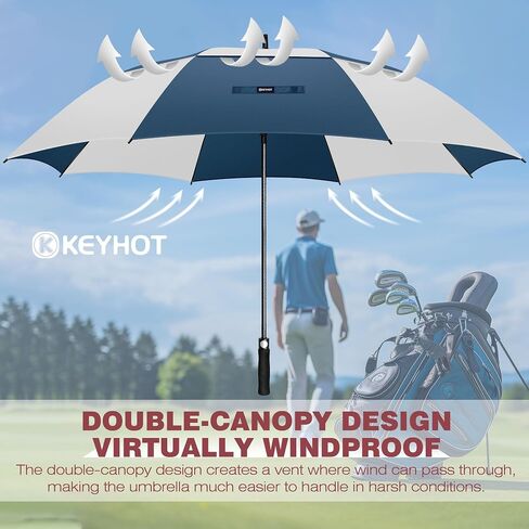 Golf Umbrella Windproof 51/54/62/68 Inch - Extra Large Golf Umbrellas Automatic - Oversized Heavy Duty Umbrella Double Canopy - Golf Push Cart Umbrella for Mens Women in Saudi Arabia