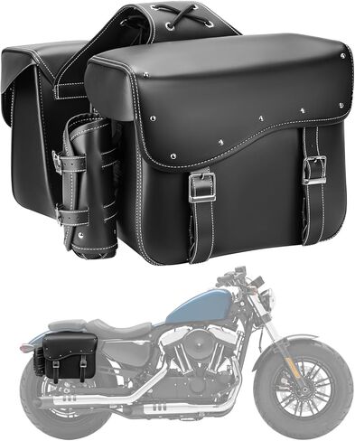 حقائب سرج للدراجات النارية من Ytonet، سعة كبيرة 30 لتر مع حامل زجاجات لأكياس المشروبات، حقائب سرج من جلد البولي يوريثان مقاومة للماء، زوج واحد، أسود in Kuwait