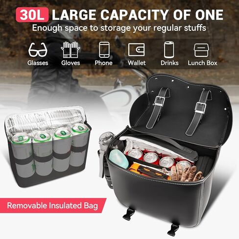 حقائب سرج للدراجات النارية من Ytonet، سعة كبيرة 30 لتر مع حامل زجاجات لأكياس المشروبات، حقائب سرج من جلد البولي يوريثان مقاومة للماء، زوج واحد، أسود in Kuwait