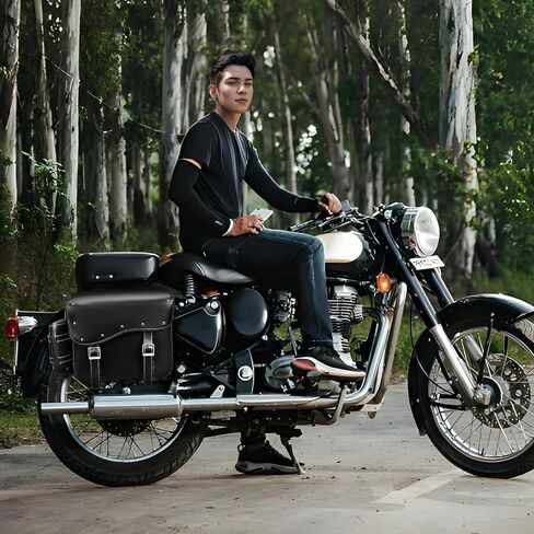 حقائب سرج للدراجات النارية من Ytonet، سعة كبيرة 30 لتر مع حامل زجاجات لأكياس المشروبات، حقائب سرج من جلد البولي يوريثان مقاومة للماء، زوج واحد، أسود in Kuwait