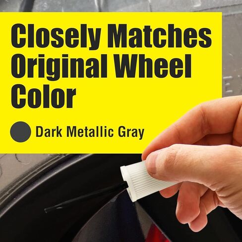 طلاء حافة السيارة باللون الرمادي المعدني الداكن من Mission Automotive لجنوط عجلات Tesla Model S 19 Aero ونموذج 3 18 - يمتزج الطلاء اللمسي جيدًا - سهل التطبيق - طلاء عجلة Aero المقاوم - إصلاح العجلات المعدنية in Kuwait
