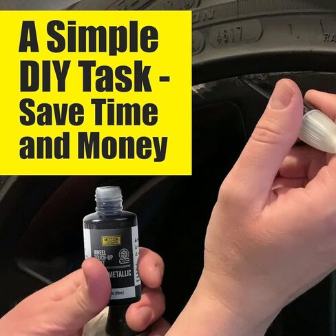 طلاء حافة السيارة باللون الرمادي المعدني الداكن من Mission Automotive لجنوط عجلات Tesla Model S 19 Aero ونموذج 3 18 - يمتزج الطلاء اللمسي جيدًا - سهل التطبيق - طلاء عجلة Aero المقاوم - إصلاح العجلات المعدنية in Kuwait