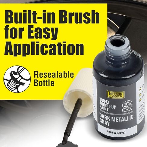 طلاء حافة السيارة باللون الرمادي المعدني الداكن من Mission Automotive لجنوط عجلات Tesla Model S 19 Aero ونموذج 3 18 - يمتزج الطلاء اللمسي جيدًا - سهل التطبيق - طلاء عجلة Aero المقاوم - إصلاح العجلات المعدنية in Kuwait