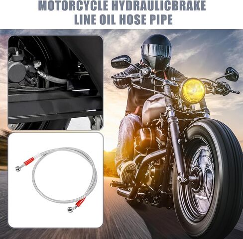 X AUTOHAUX 50cm 19.69" 10mm ID Motorcycle Hydraulic Brake Line Oil Hose Pipe 28° 0° Stainless Steel Braided Cable for ATV Motocross Sport Bikes Silver Tone in Kuwait