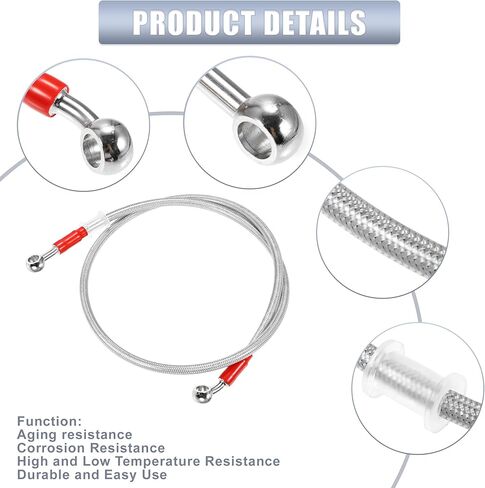 X AUTOHAUX 50cm 19.69" 10mm ID Motorcycle Hydraulic Brake Line Oil Hose Pipe 28° 0° Stainless Steel Braided Cable for ATV Motocross Sport Bikes Silver Tone in Kuwait