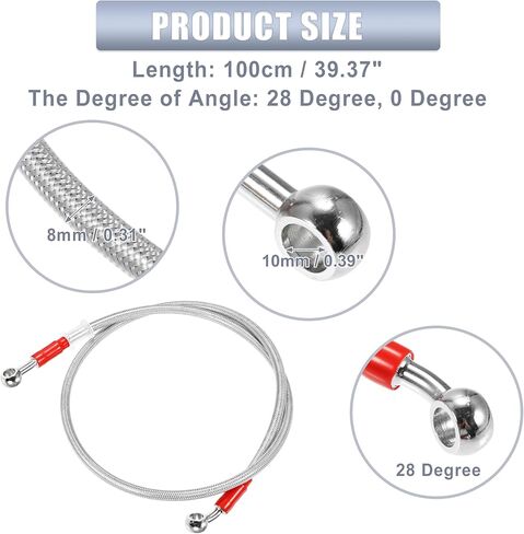 X AUTOHAUX 50cm 19.69" 10mm ID Motorcycle Hydraulic Brake Line Oil Hose Pipe 28° 0° Stainless Steel Braided Cable for ATV Motocross Sport Bikes Silver Tone in Kuwait