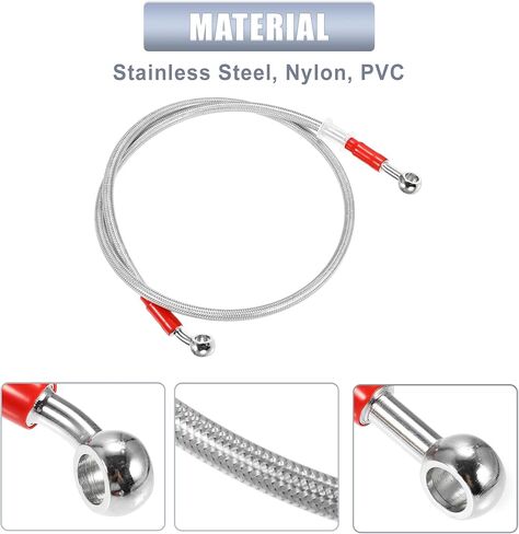 X AUTOHAUX 50cm 19.69" 10mm ID Motorcycle Hydraulic Brake Line Oil Hose Pipe 28° 0° Stainless Steel Braided Cable for ATV Motocross Sport Bikes Silver Tone in Kuwait