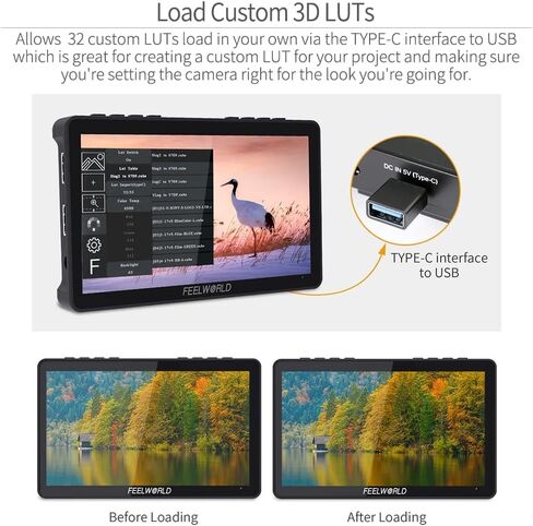 FEELWORLD F5 Pro V4 Camera Monitor 6 Inch Touch Screen with 3D LUT IPS 1920x1080 4K HDMI Monitor Input Output 5V Type-c Input Tilt Arm in Saudi Arabia