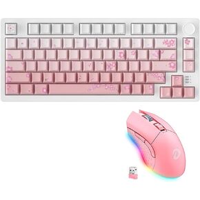 DAREU EK75PRO Pink Wireless Mechanical Gaming Keyboard and Wireless Gaming Mouse Combo