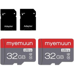 بطاقة Micro SD سعة 32 جيجا بايت 2-pack ، C10 عالية السرعة ، مع محول للهواتف الذكية والكمبيوتر اللوحي ووحدة التحكم في اللعبة وكاميرا الأمان وكاميرا الاندفاع (2 × 32 جيجابايت)
