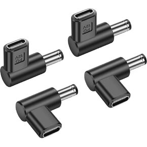 PNGKNYOCN 12V USB C to DC 5.5 x 2.1mm Converter,90 Degree DC 5.5 x 2.1mm Male to USB C Female PD Emulator Trigger Adapter,for Camera, Router，LED Light（4-Pack）