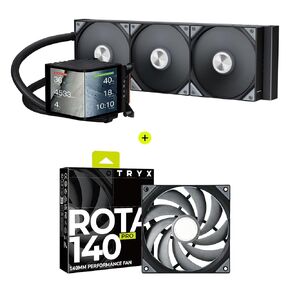 TRYX Panorama 360 Curved Screen 360mm AIO and ROTA PRO 140 High Performance LCP Case Fan Bundle