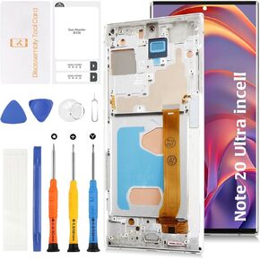 InCell Note 20 Ultra LCD Screen Replacement (No Fingerprint Function) with Mystic White Frame for Samsung Galaxy Note 20 Ultra N986B/U/W LCD Screen Touch Digitizer Assembly