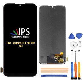 A-MIND for Xiaomi Mi A3 / Xiaomi CC9E 6.0" LCD Display Touch Screen Digitizer Full Assembly Replacement Kits,with Free Screen Protector+Tools (Black)