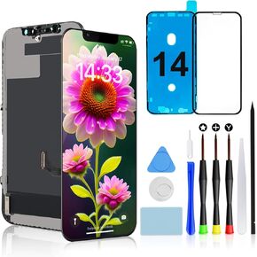 BRINONAC for iPhone 14 Screen Resplacement Kit - 6.1 بوصة شاشة LCD كاملة HD ، مجموعة أرقام اللمس مع أدوات الإصلاح وحامي الزجاج المقسى