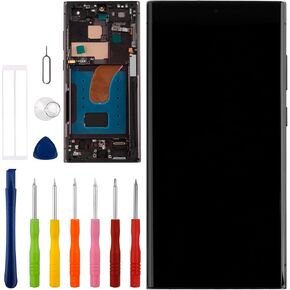 [with Frame] Vvsialeek New LCD Touch Screen Digitizer Assembly for Galaxy S23 Ultra [6.8 inch] SM-S918B, SM-S918B/DS, SM-S918U with Technical Repair Tools Kit- Fingerprint Function