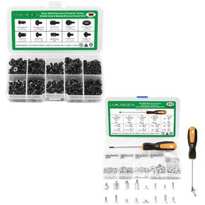 350PCS Computer Screws Assortment Kit, 6-32 Male to M3 Female Black Carbon Steel Motherboard Standoffs Screws and 633PCS NVMe Screw M.2 SSD Mounting Kit M2 M2.5 M3 Carbon Steel Nickel Plated