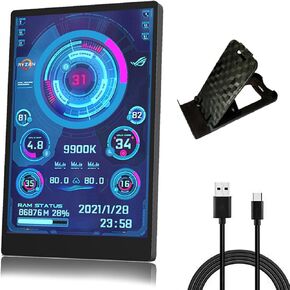 3.5in Computer Temp Monitor, IPS Full View Temperature Display, USB Mini Screen for AIDA64 PC CPU RAM, Plug and Play (Black)