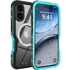بالنسبة لـ iPhone 16 Case مقاومة للماء ، [shockproof] [DustProof] [IP68 مقاومة للماء] علبة صلبة كاملة الجسم [حماية شاشة العدسة] لحالة الغوص (الأسود ، لـ iPhone 16 6.1in)